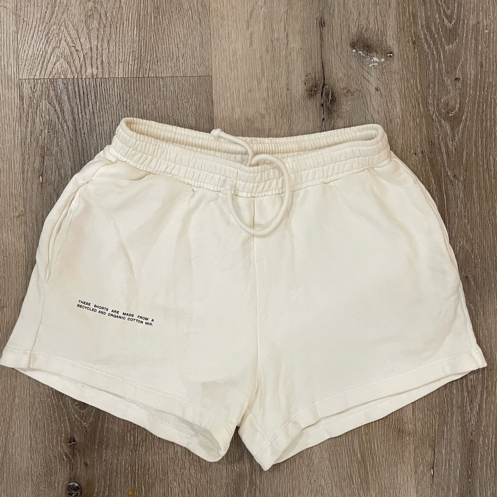 Pangaia Cream Off White Drawstring Shorts Size Small